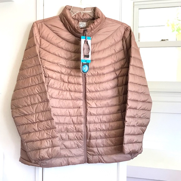 32 DEGREES Down Puffer Jacket Heat Ultra Light Taupe NWT Women's Plus Size 2X - Picture 1 of 16